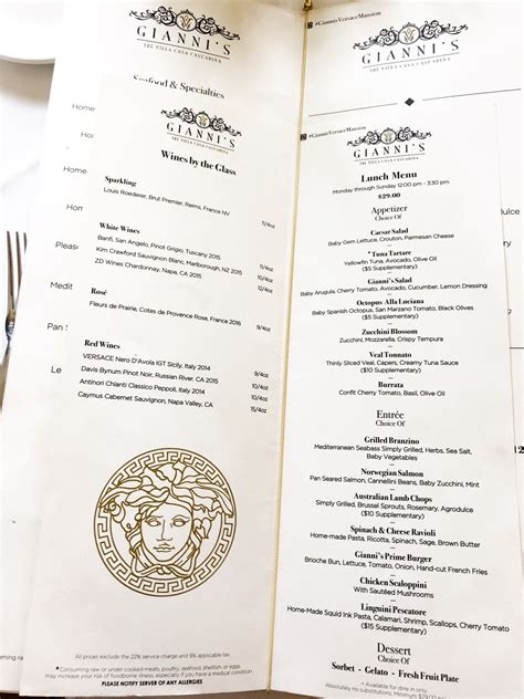 restaurante versace|versace restaurant menu.